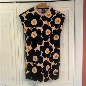 Adidas x Marimekko Fleece Sweatshirt Floral Dress Halo Blush Pink Black small